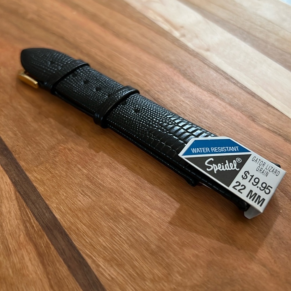 Speidel 22mm Black Gator Lizard Grain Watch Band